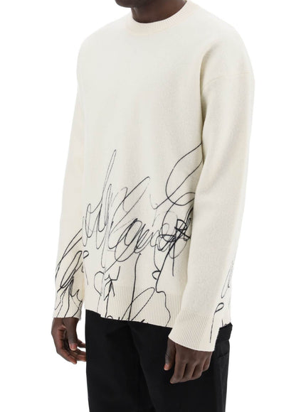 Oamc scribble print wool cotta pullover