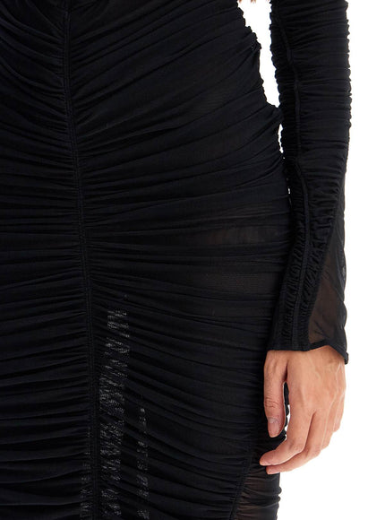 Mugler ruffled maxi dress in mesh fabric