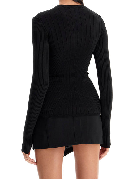 Mugler ribbed knit top with long sleeves