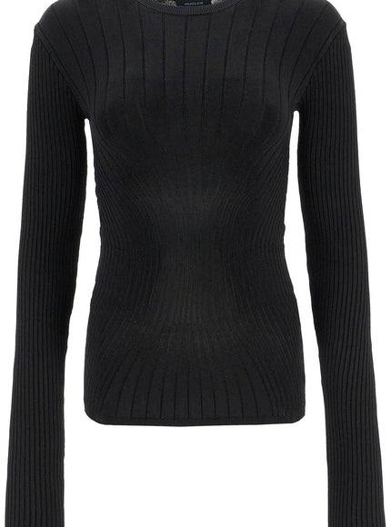 Mugler ribbed knit top with long sleeves