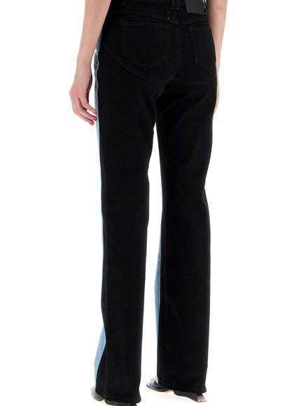 Mugler bicolor straight leg jeans with two