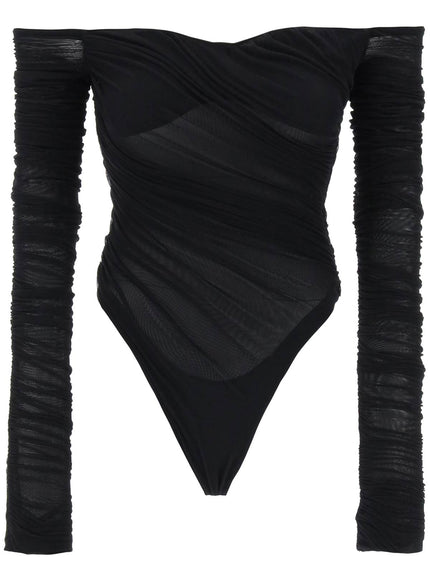 Mugler off-shoulder mesh body