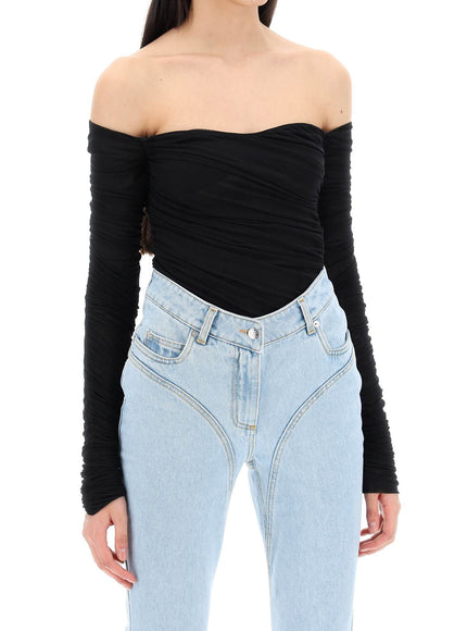 Mugler off-shoulder mesh body