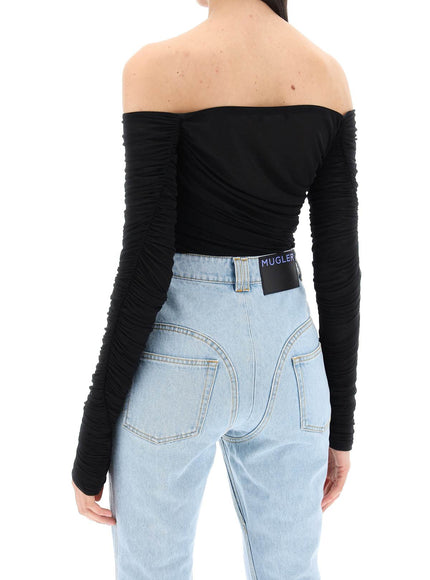 Mugler off-shoulder mesh body