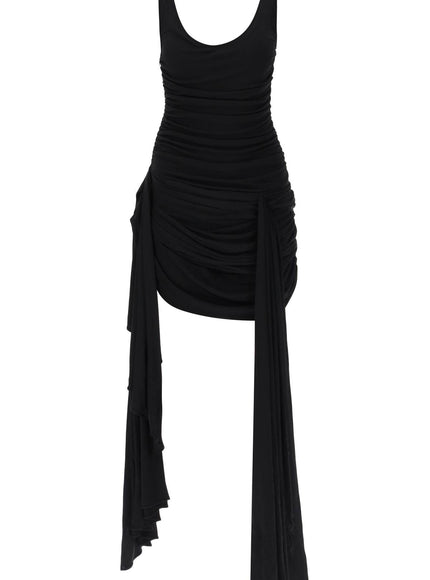 Mugler draped mini dress with side trains