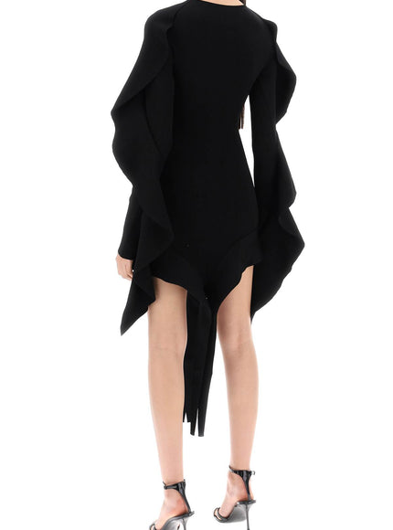 Mugler asymmetric mini dress with ruffle details