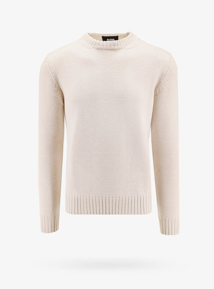 Alpha-Studio Extrafine Merino Wool Sweater Beige