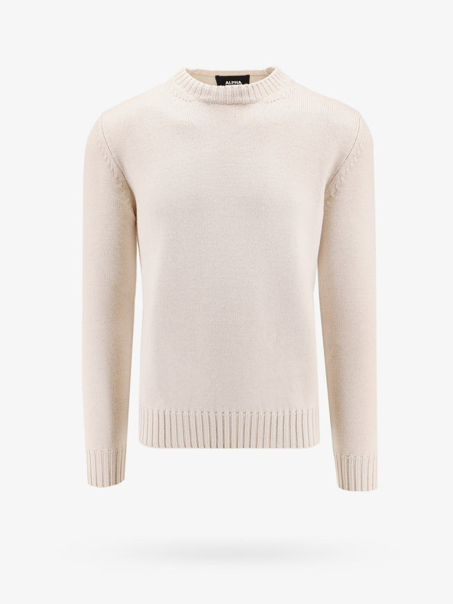 Alpha-Studio Extrafine Merino Wool Sweater Beige