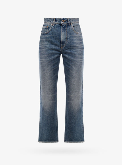 Golden Goose Deluxe Brand Derin New Cropped Flare Jeans With Back Logoed Patch Blu