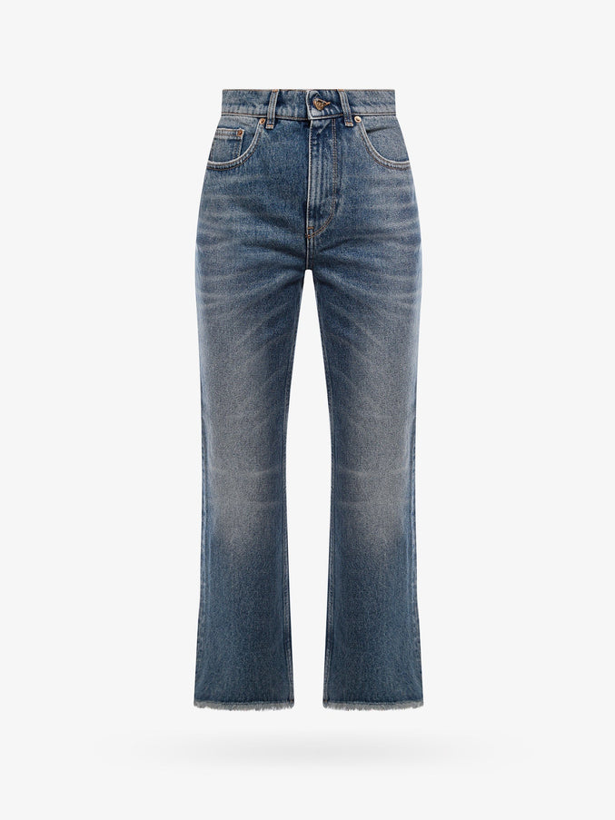Golden Goose Deluxe Brand Derin New Cropped Flare Jeans With Back Logoed Patch Blu