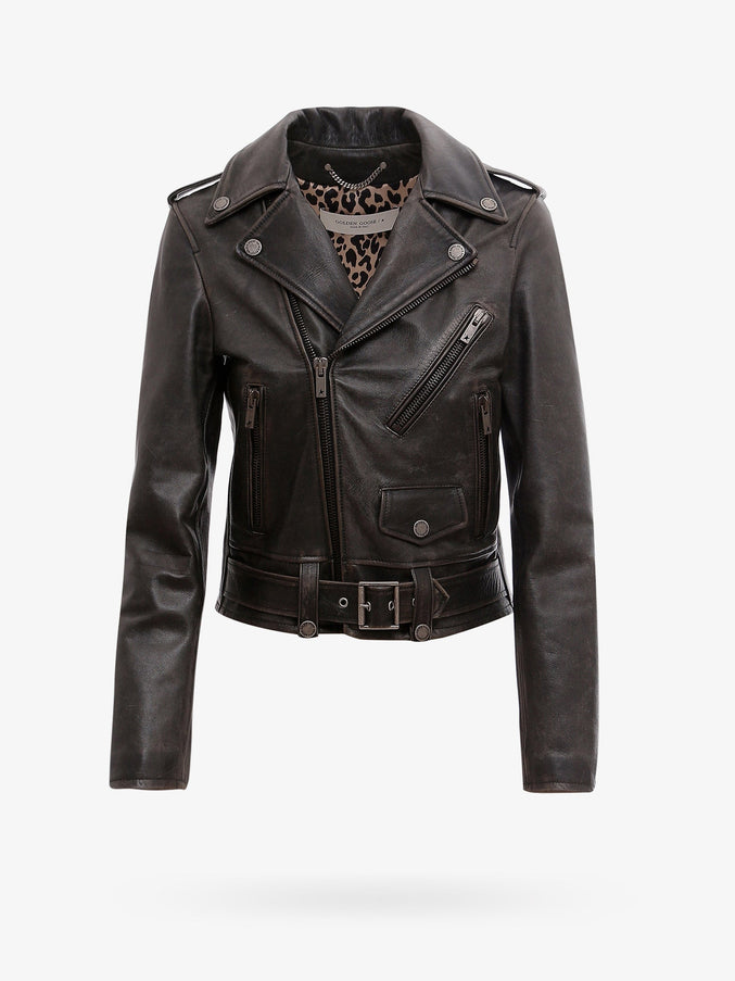 Golden Goose Deluxe Brand Slim Fit Destiny Lived-In Effect Leather Biker Black
