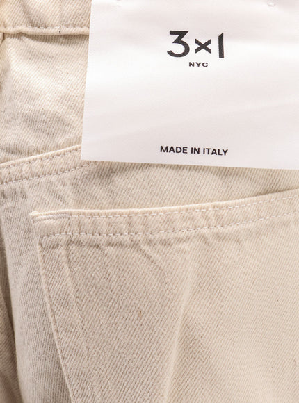 3X1 Flip Cuffed Cream Denim Trousers