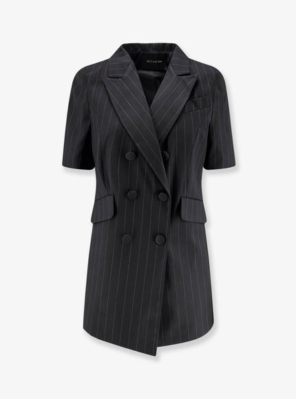 Actualee Double-Breasted Pinstriped Blazer Nero