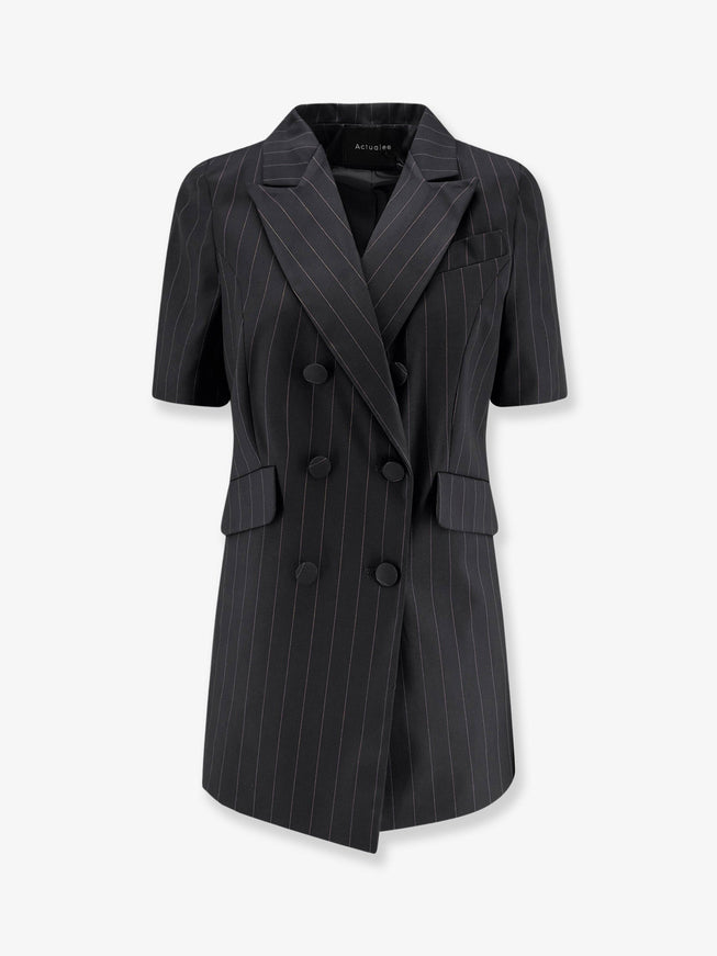 Actualee Double-Breasted Pinstriped Blazer Nero
