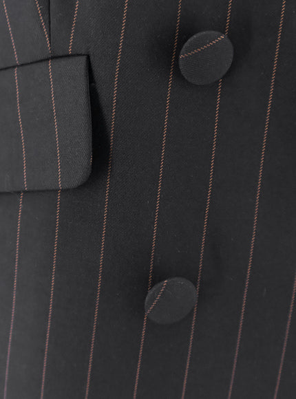 Actualee Double-Breasted Pinstriped Blazer