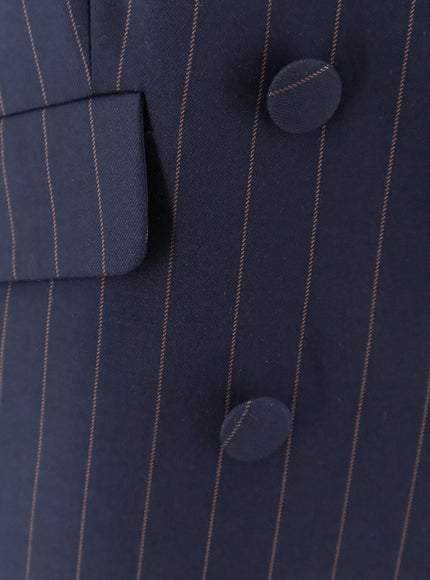 Actualee Double-Breasted Pinstriped Blazer