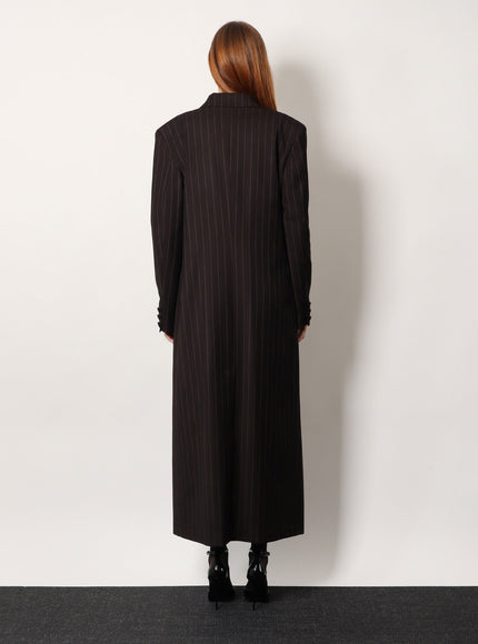 Actualee Double-Breasted Pinstriped Coat