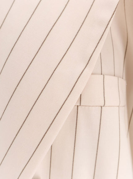 Actualee Double-Breasted Pinstriped Coat