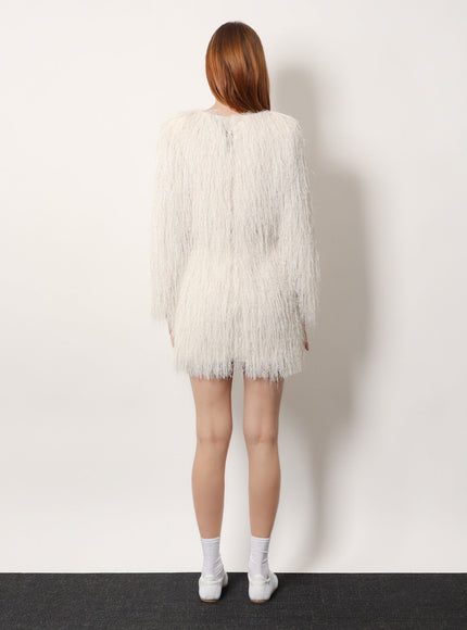 Actualee Short Lurex Dress With Fringes