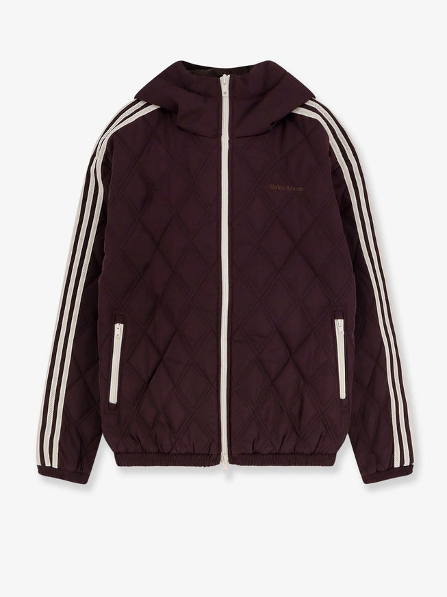 Adidas X Wales Bonner Nylon Down Jacket With Iconic Side Stripes Marrone