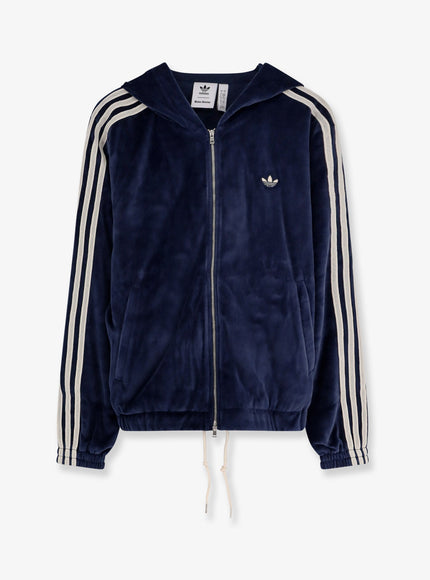 Adidas X Wales Bonner Chenille Sweatshirt With Iconic Side Stripes Navy