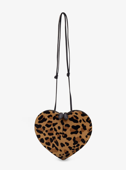 Alaia Le Coeur Leopard Haircalf Shoulder Bag Uni Brun Sepia