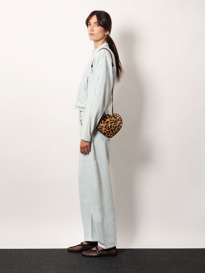 Alaia Le Coeur Leopard Haircalf Shoulder Bag