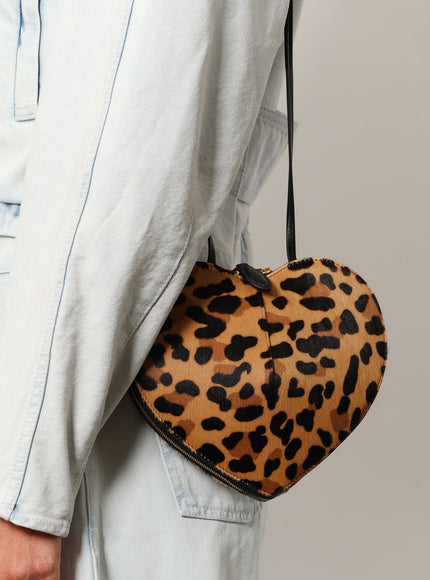 Alaia Le Coeur Leopard Haircalf Shoulder Bag