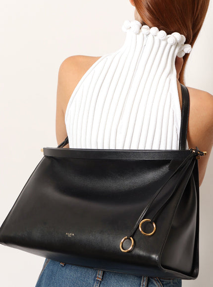 Alaia Le Click East West Large Leather Shoulder Bag
