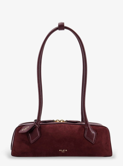 Alaia Teckel Small Suede Shoulder Bag Uni Rouge Grenat
