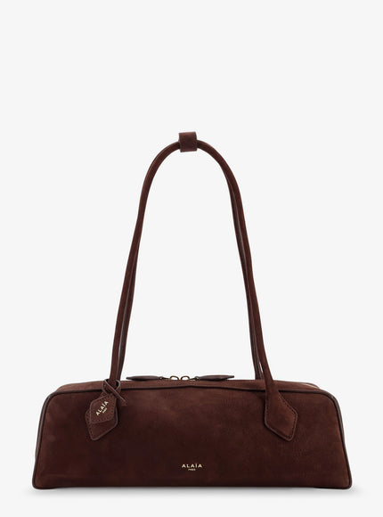 Alaia Borsa A Spalla Teckel Medium In Suede Uni Brun Or