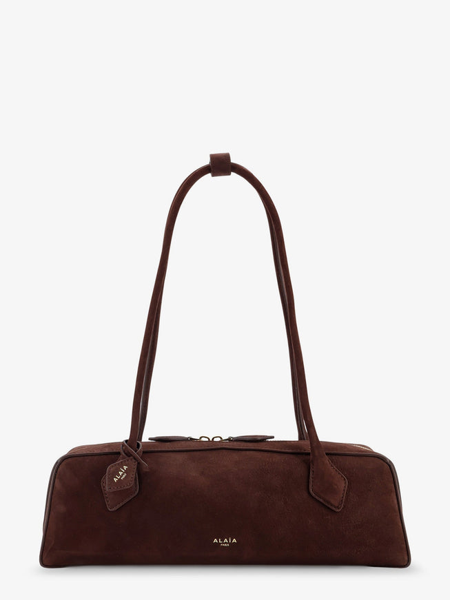 Alaia Borsa A Spalla Teckel Medium In Suede Uni Brun Or
