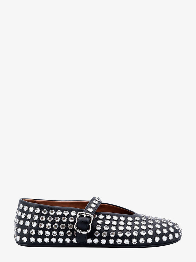 Alaia Leather Ballerinas Strap With Rhinestones Noir