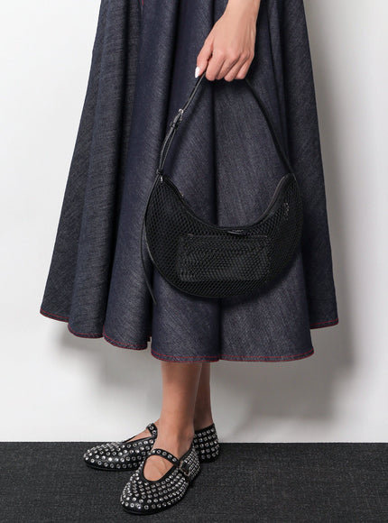 Alaia Leather Ballerinas Strap With Rhinestones