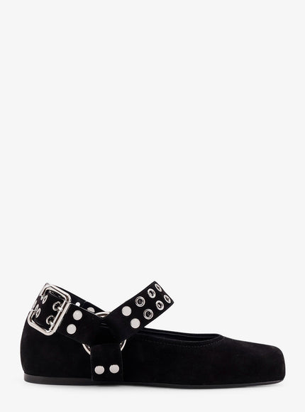 Alaia Suede Biker Flat Ballerinas Noir