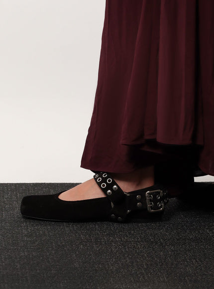 Alaia Suede Biker Flat Ballerinas