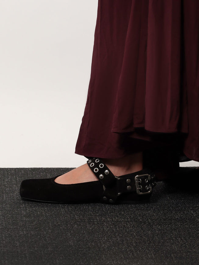 Alaia Suede Biker Flat Ballerinas