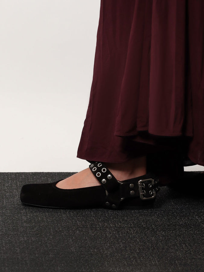 Alaia Suede Biker Flat Ballerinas