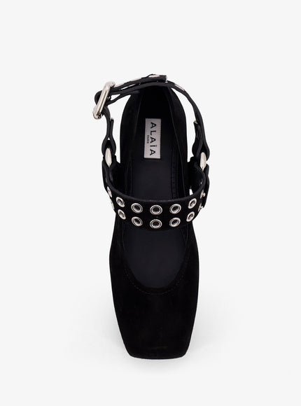 Alaia Suede Biker Flat Ballerinas
