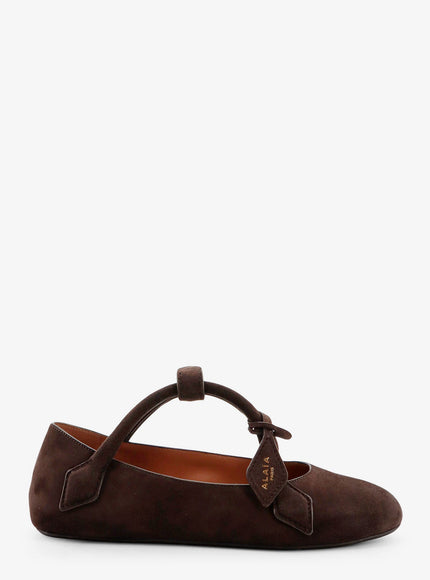 Alaia Le Teckel Suede Ballet Flats Brun Fonce