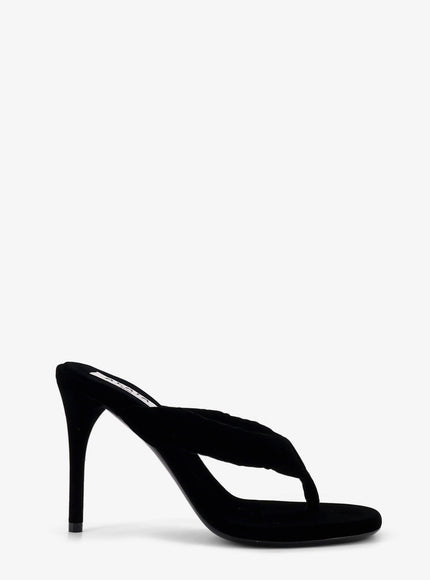 Alaia Thong Sandals With Velvet Heel Noir