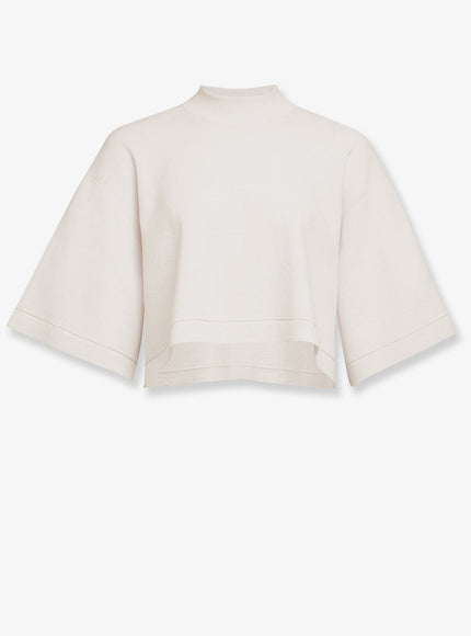 Alaia Cropped Cotton Blend Top Blanc
