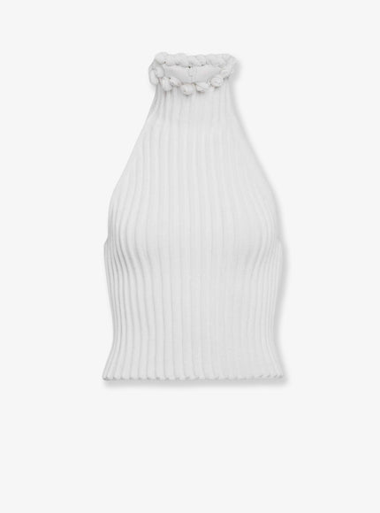 Alaia Viscose Halter Top Blanc