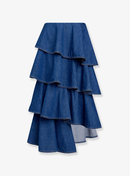 Alaia Spiral Denim Skirt Bleu Mineral