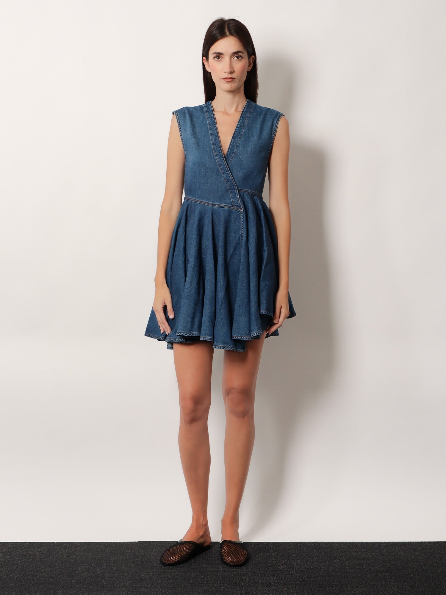 Alaïa-Wrap Denim Dress-Dresses