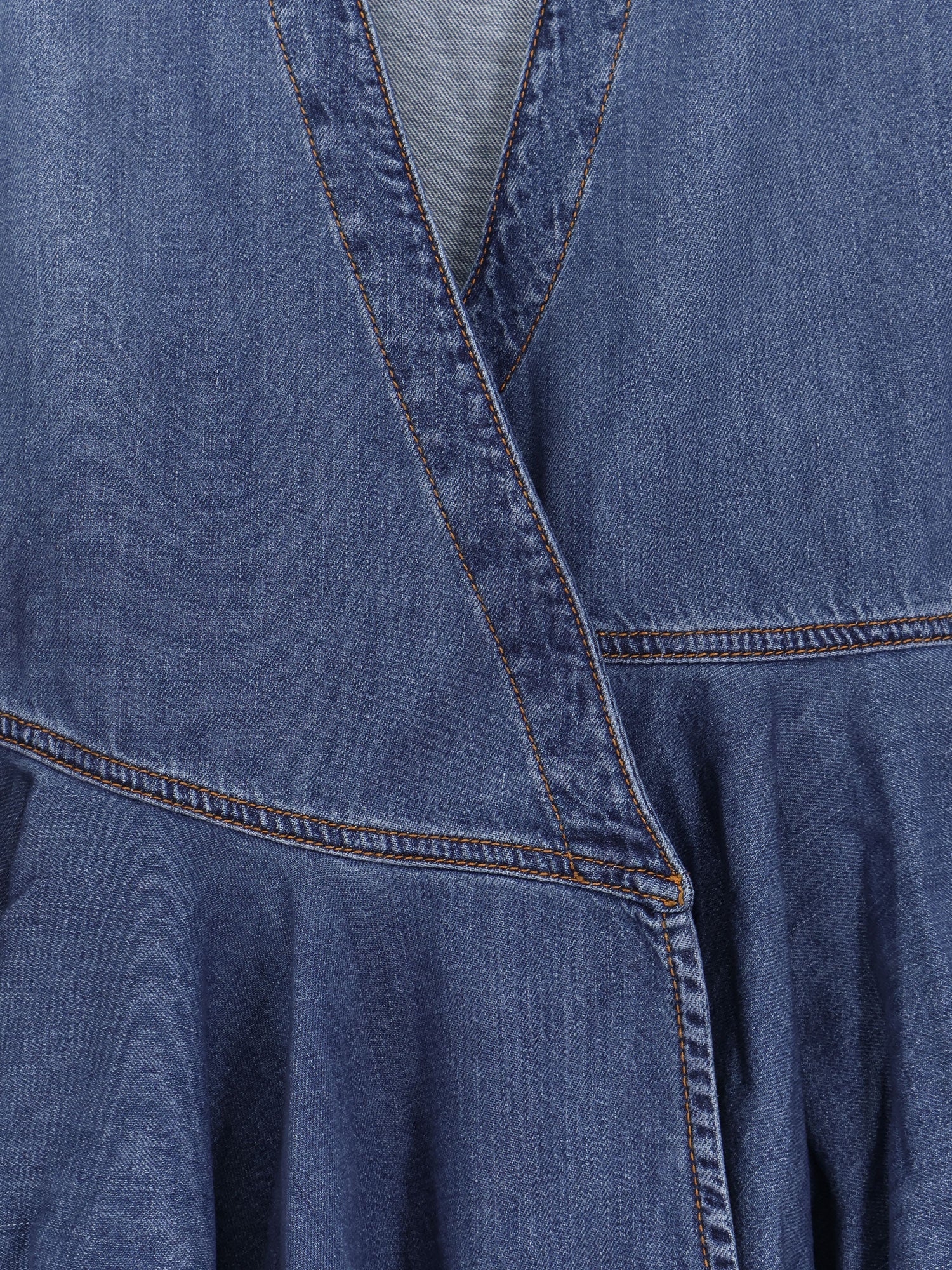 alaia belted denim midi wrap dress Denim Belted Midi Dress