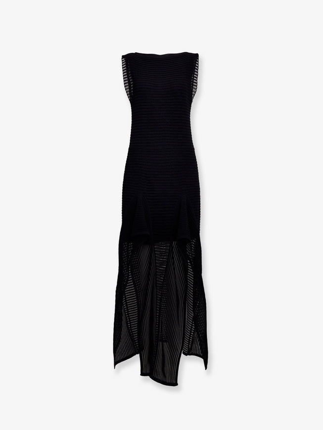 Alaia Ladder Cotton Blend Dress Noir Alaia