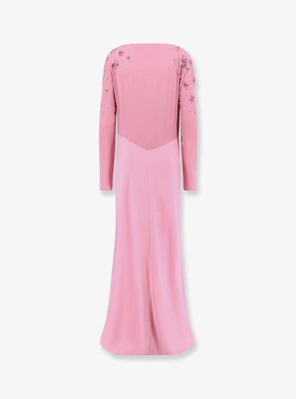 Alberta Ferretti Viscose Long Dress With Silk Top With Sequins