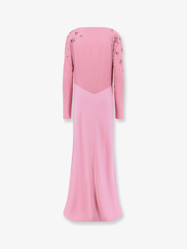 Alberta Ferretti Viscose Long Dress With Silk Top With Sequins