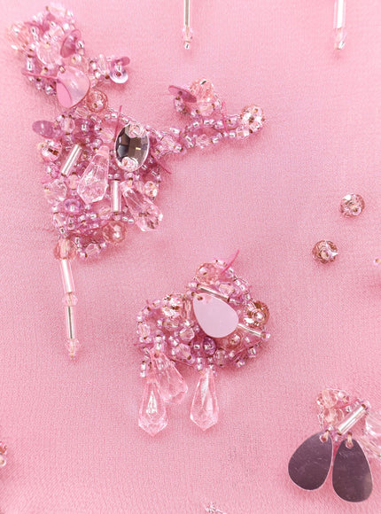 Alberta Ferretti Viscose Long Dress With Silk Top With Sequins